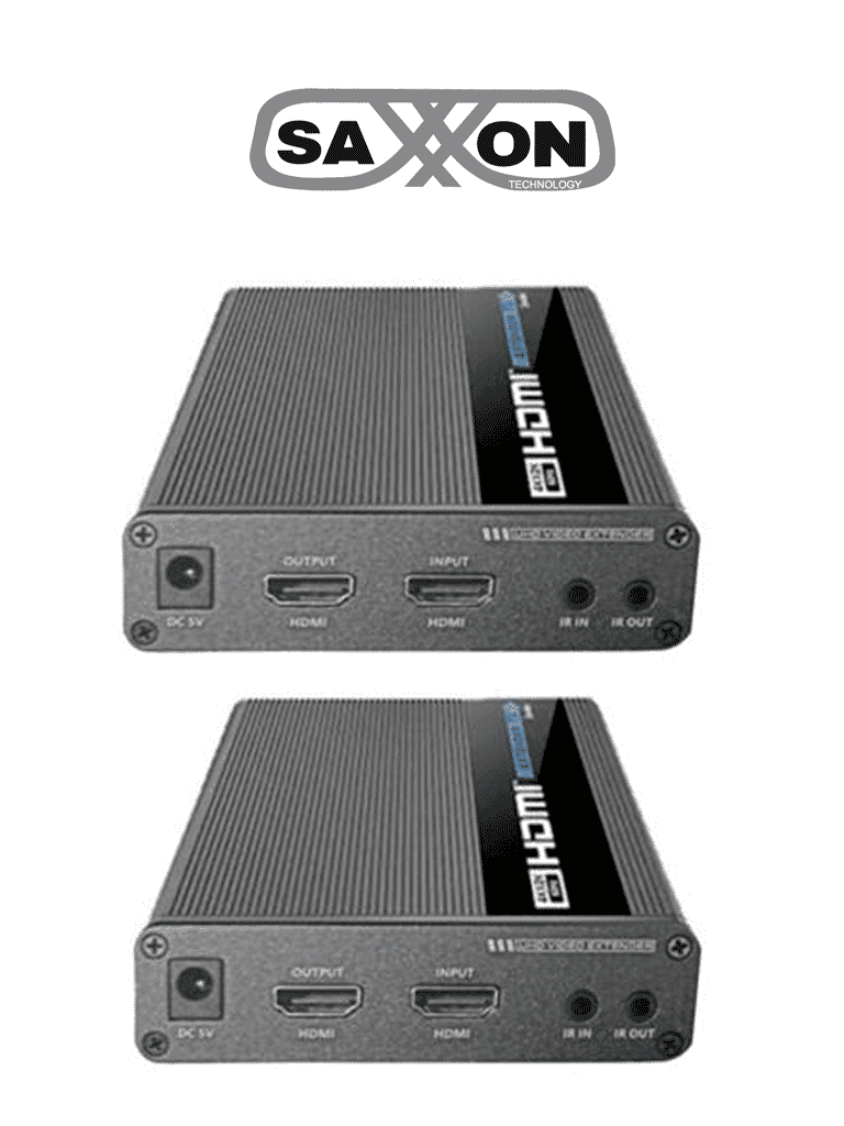 [LKV676E] SAXXON LKV676E- Kit extensor de video HDMI/ Resolucion 4K/ 60 Hz/ Hasta 70 metros con Cat 6/ 6A/ 7/ Cero latencia/ Loop HDMI/ Soporta HDR/ ARC/ Transmision IR