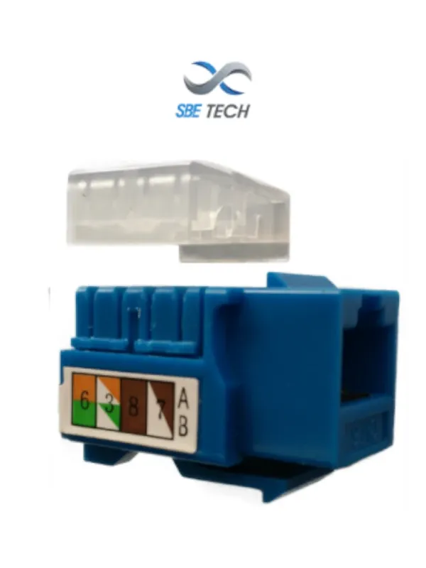 [SBE-JACKC6-BL] SBE TECH JACKC6BL- Módulo jack keystone RJ45, 8 hilos, CAT 6, compatible con calibres AWG 22-26, color azul