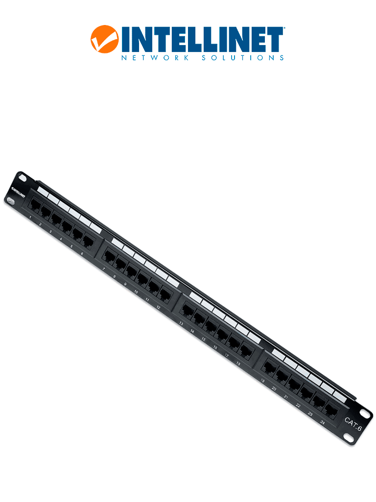 [520959] INTELLINET 520959 - Panel de parcheo Cat6 de 24 puertos, UTP, 1UR.