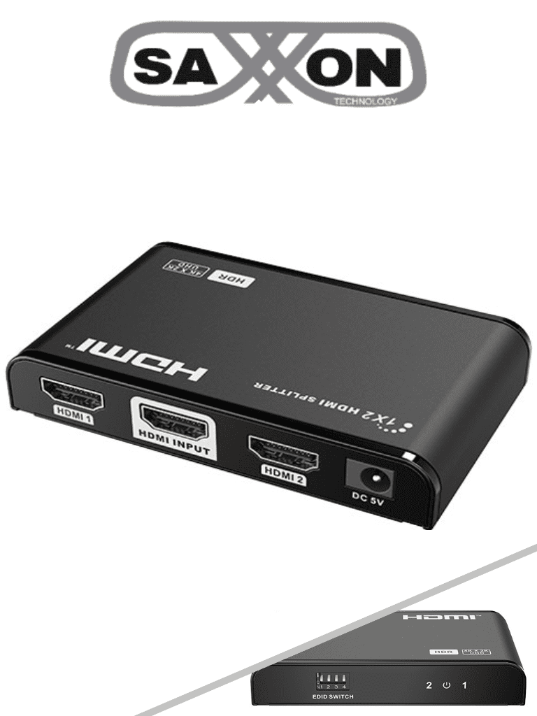 [LKV312HDR-V2.0] SAXXON LKV312HDR-V2.0 - Divisor de Video HDMI 4K de 1 Entrada y 2 salidas/ Soporta Resolución 4Kx2K @30Hz/ 1080P Full HD/ Distancia de 10 Metros en Entrada y Salidas/ Switch EDID para Autoajuste de Resolución/