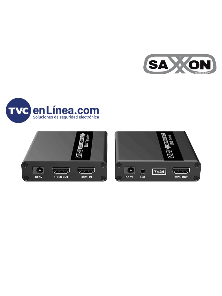 [LKV223] SAXXON LKV223 - Kit extensor de video HDMI/ Resolucion 1080P/ 60 Hz/ Hasta 70 metros con Cat6/ 6A/ 7  Cero latencia/ Loop HDMI/ Soporta HDR/ Infra rojo de 2 vías/ Salida de audio/