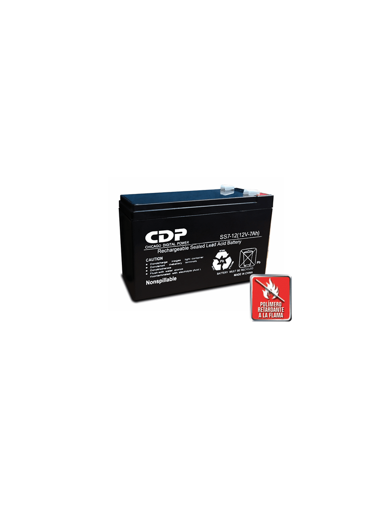 [B-12/7 | SLB 12-7] CDP Batería - B-12/7  SLB 12-7 / Batería Modelo B-12 / 7 / 12V a 7A / Libre de manteniento / Facil instalación / Compatible con CCTV y DSC