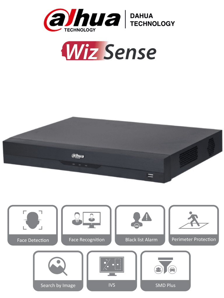 [DHI-NVR2216-16P-I2] DAHUA NVR2216-16P-I2 - NVR de 8 Megapixeles /16 Canales IP/ WizSense/ 4k Con IA/ 16 Puertos PoE/ 2 Bahías de Discos Duros / 1 Ch de Reconocimiento Facial y FD/ 10 Bases de Datos de Rostros/ H.265+/ SMD Plus/ Soporta Camaras con IA/