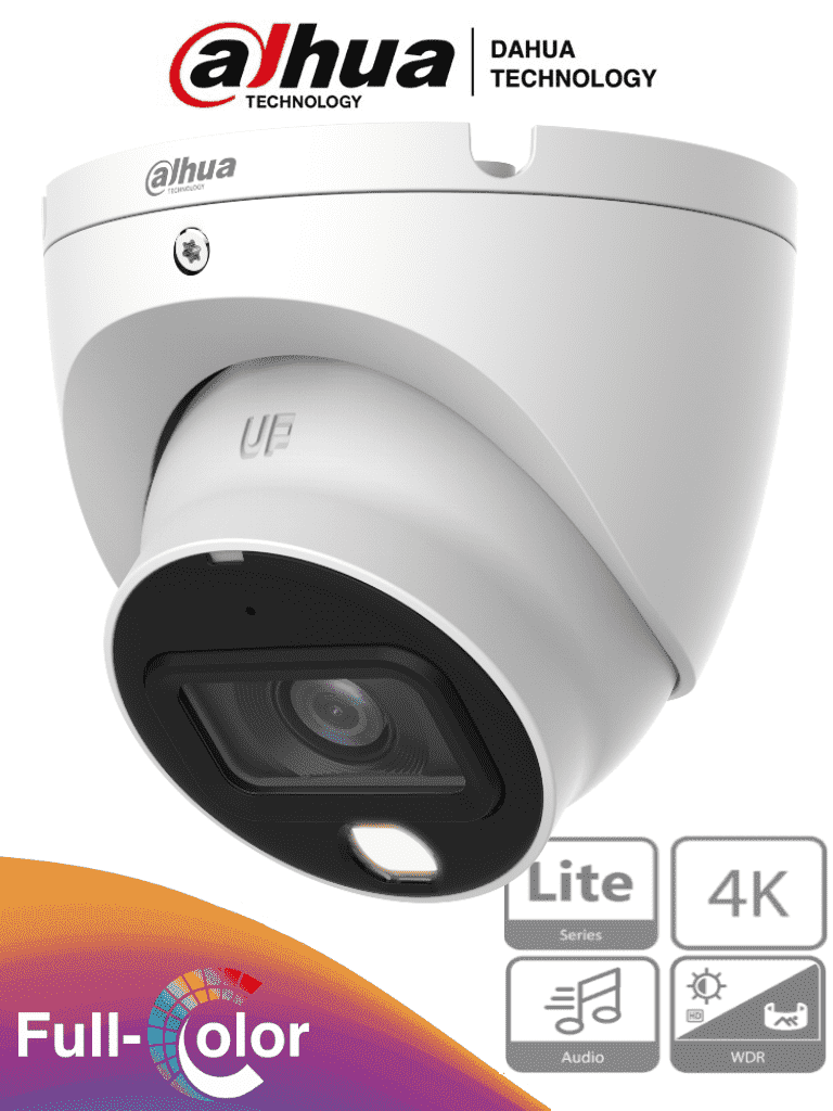 [DH-HAC-HDW1809TLMN-A-LED] DAHUA HAC-HDW1809TLM-A-LED -Camara Domo Eyeball 4k Full Color/ 8 MP/Lente de 2.8mm/106 Grados de Apertura/ Microfono Integrado/ 20 Metros de Iluminación/ Imagen a Todo Color 24/7/ Super Adapt/ WDR de 120 dB/ Soporta CVI/CVBS/AHD/TVI /