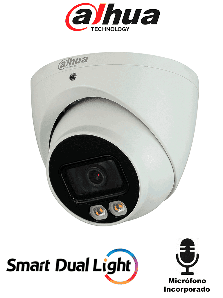 [DH-HAC-HDW1239TN-IL-A] DAHUA HAC-HDW1239TN-IL-A-S2 - Camara Domo de 2 Megapixeles/ Iluminador Dual Inteligente+Full Color/ Lente de 2.8 mm/ 107 Grados/ Microfono Integrado/ WDR Real de 130 dB/ 40 Metros de Iluminación IR y Visible/ IP67/