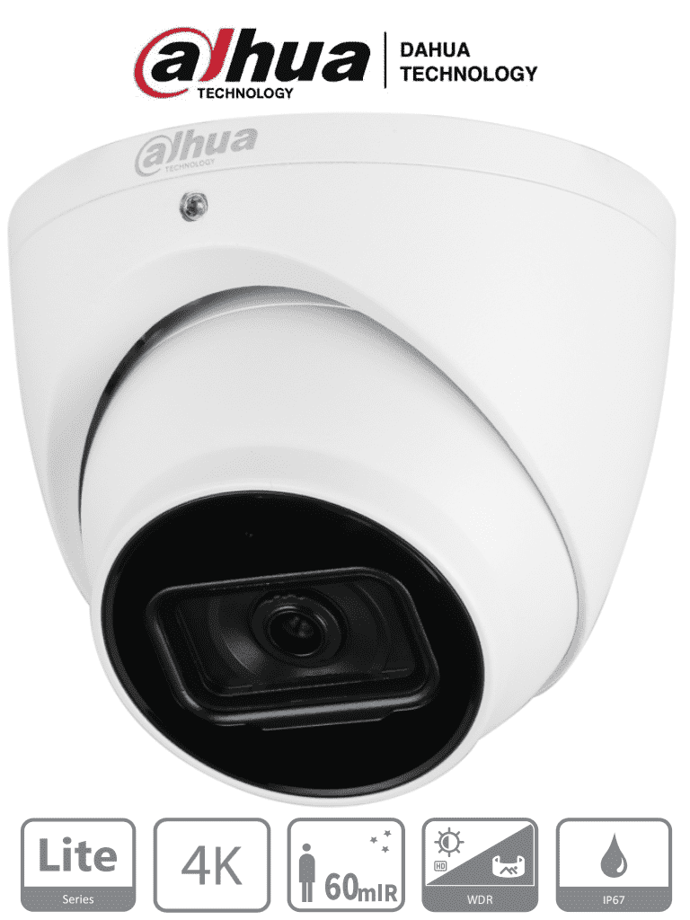 [DH-HAC-HDW1801TN] DAHUA DH-HAC-HDW1801TN - Camara Domo 4k/ 8 Megapixeles/ Lente de 2.8mm/ 106 Grados de Apertura/ IR de 60 Metros/ Metalica/ WDR Real de 120 dB/ IP67/ Soporta: CVI/CVBS/AHD/TVI/