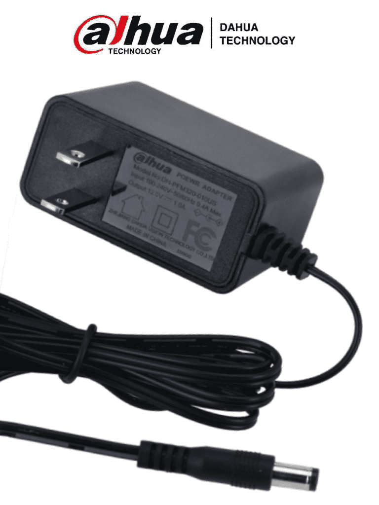 [DH-PFM320-010US] DAHUA PFM320-010US - Fuente de Poder de  12 Vcc 1 Amper/ FCC, EN6236B/ Entrada de 100-240 VAC/ Protección de Sobre Corriente y Voltaje/ Cable de 1.5 Mts/ Especial para Camaras de CCTV/