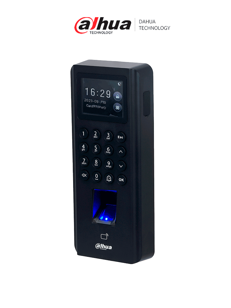 DAHUA ASI2212J-D - Control de Acceso de Huella y Tarjetas ID (EM)/ Pantalla de 2.4 Pulgadas/ Comunicacion TCP/IP/ P2P/ Soporte 5,000 Usuarios Tarjetas y Passwords/ 3000 Huellas/ 100,000 Registros/ 128 Periodos y Dias Festivos/