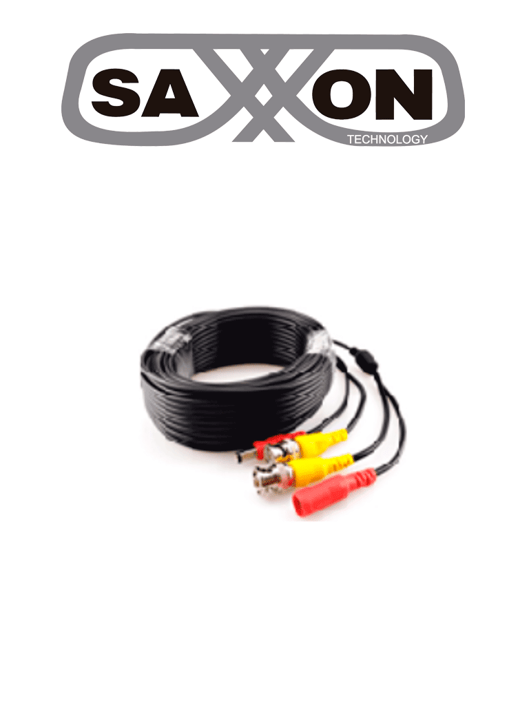 [SX-WB20] SAXXON SXWB20 - Cable Coaxial Armado / Siamés / Conector BNC RG59 + Conector de Energía / 20 Metros / Para Cámaras 4K / 100% Cobre / Uso interior /