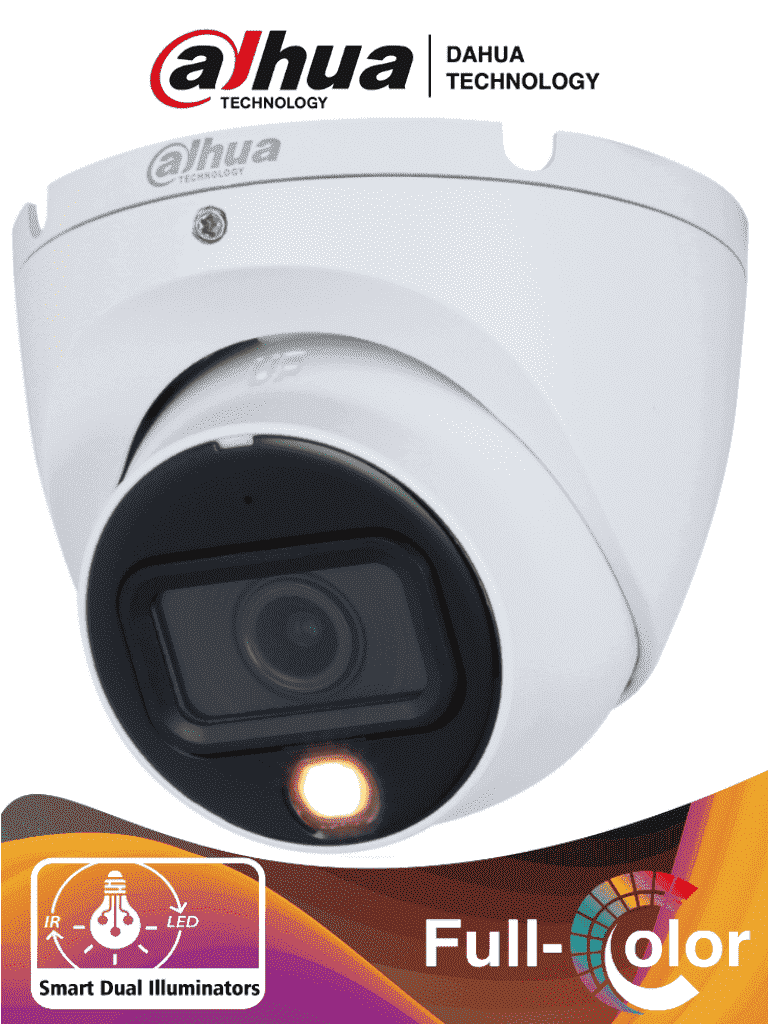 [DH-HAC-HDW1200TLMN-IL-A] DAHUA DH-HAC-HDW1200TLMN-IL-A - Camara Domo de 2 Megapixeles/ Con Iluminación Dual Inteligente/ Lente de 2.8mm/ 20 Metros de IR y Luz Visible/ Microfono Integrado/ IP67/ Soporta:  CVI/CVBS/AHD/TVI/