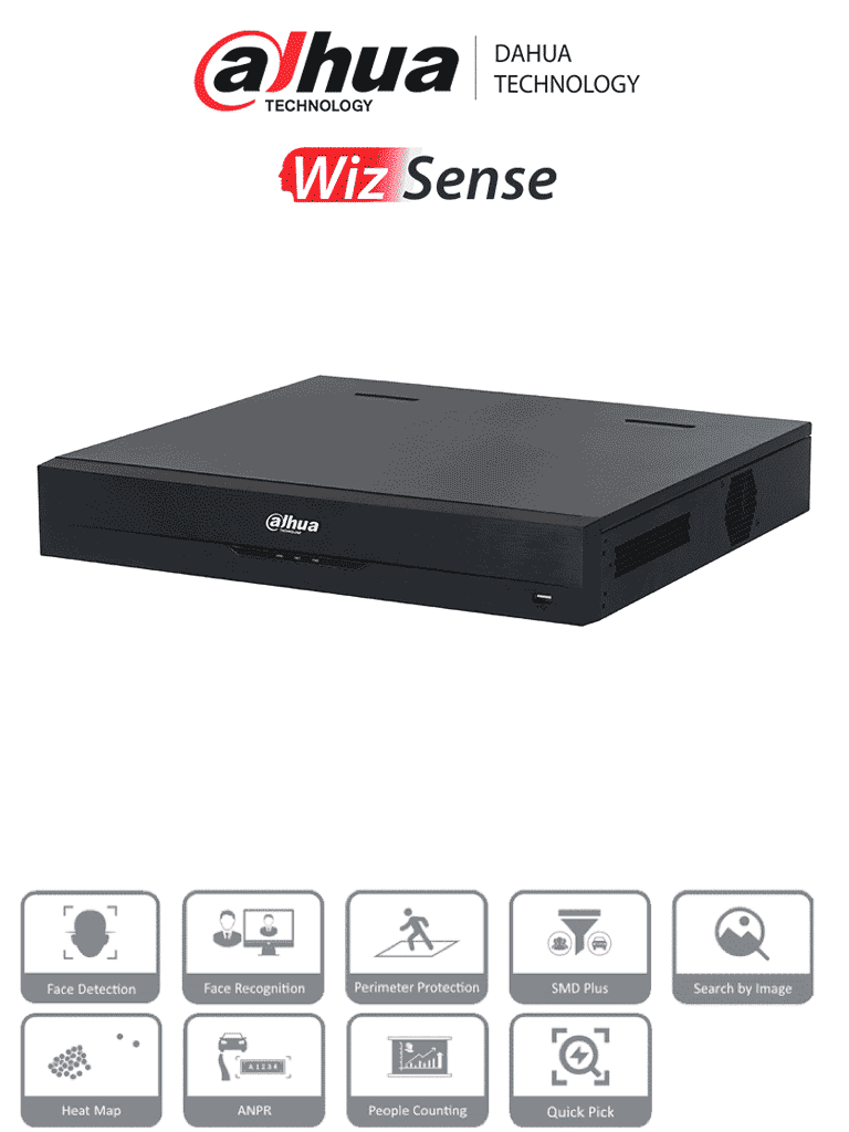 [DHI-NVR4432-16P-EI] DAHUA DHI-NVR4432-16P-EI -  NVR de 8 Megapíxeles/ 4K WizSense/ 32 Canales IP/ 16 Puertos PoE/ 4 Bahías de Discos Duros/ Smart H.265+/ 1 Canal de Reconocimiento Facial/ SMD Plus/ Rendimiento de 256 Mbps/ Quick Pick