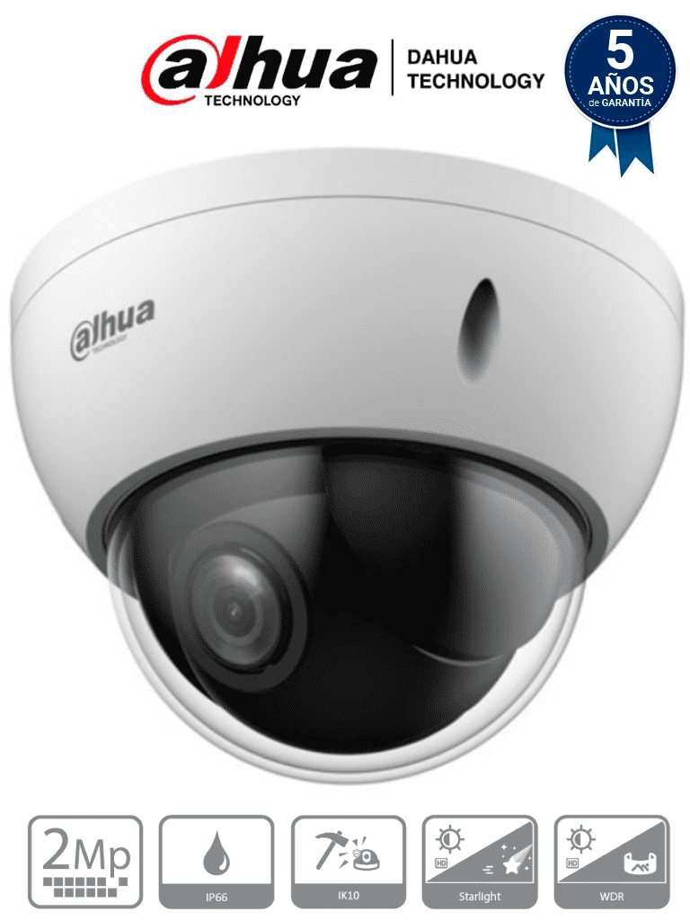 [DH-SD22204DBN-GC] DAHUA SD22204DB-GC - Cámara PTZ Mini Domo Antivandálica de 2 Megapíxeles/ analógica / 4X de Zoom Óptico/ IP66/ IK10/ Starlight/ HLC/ 30FPS/ 3DNR/