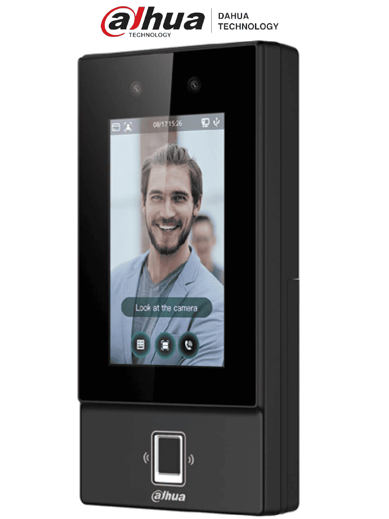 [DHI-ASI6214S-D] DAHUA ASI6214S-D - Control de acceso con reconocimiento facial/ Pantalla de 4.3 Pulgadas/ Cámara 2 MP/ 6.000 usuarios/ 6.000 rostros/ 6.000 contraseñas/ 6.000 huellas dactilares/ FACT