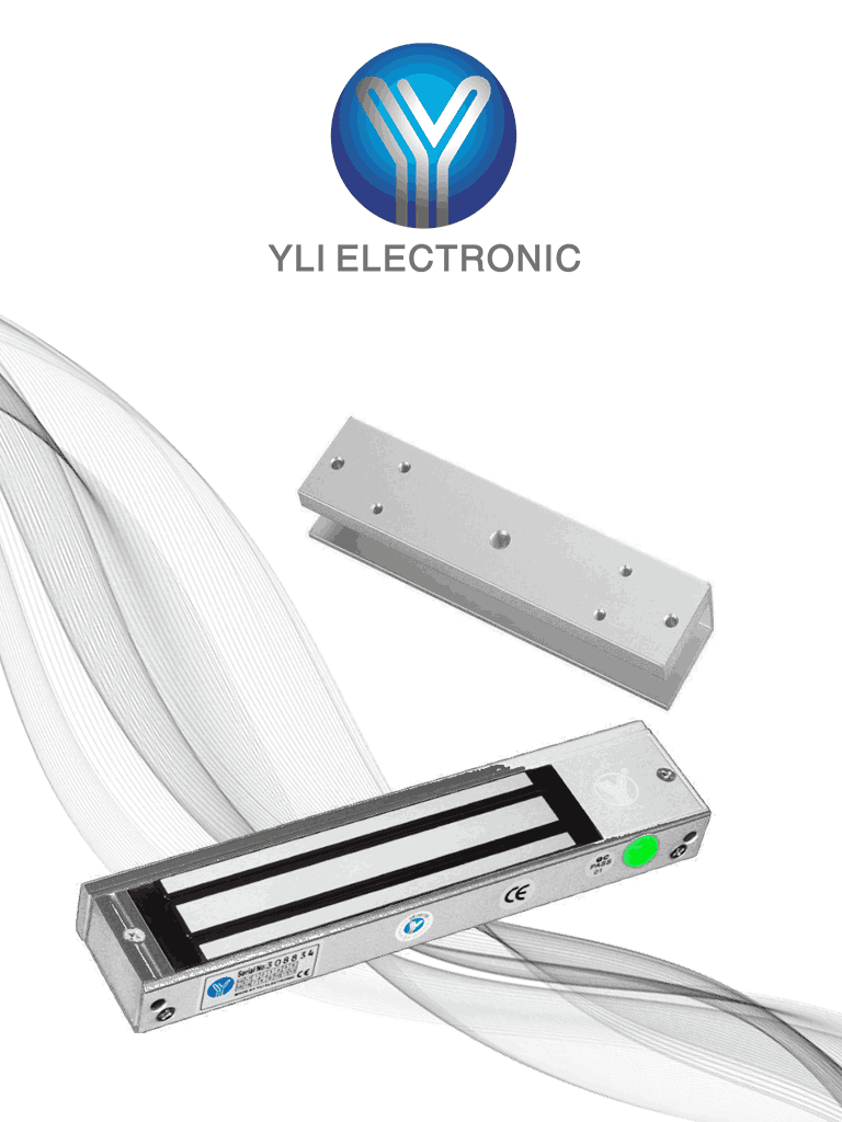 Paquete de Cerradura Magnética YM180NLED y MBK180UL para Puertas de Vidrio sin Marco / 180 kg (350 Lb) / Con Indicador Led