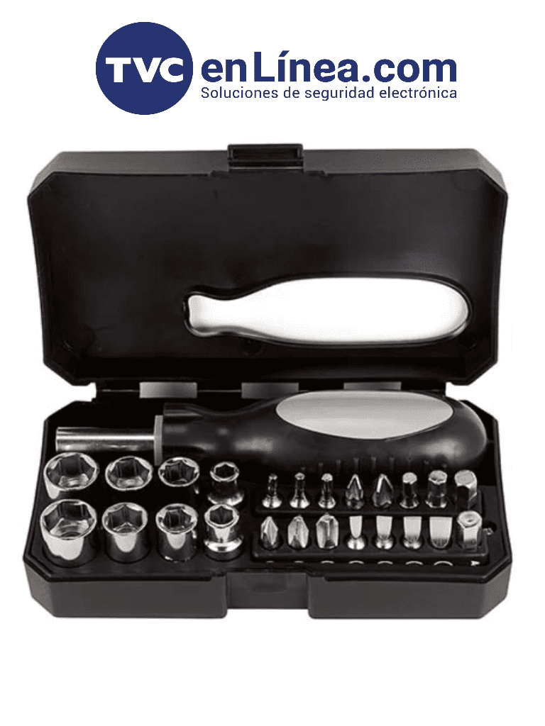TVC PITCAIRN - Set de Herramientas con Desarmador de 16 Puntas/ 8 Dados Intercambiables/ Mango Ergonómico/ Medidas 13.5x8cm/