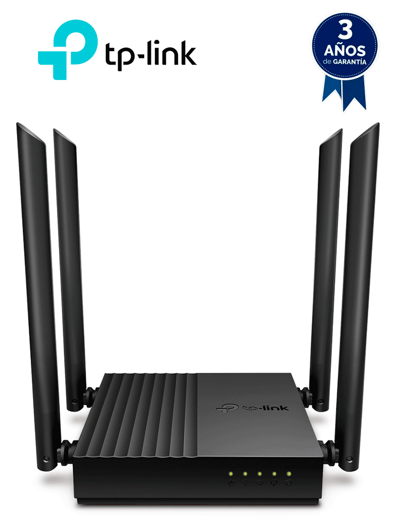 [ARCHER C64] TP-LINK Archer C64 - Ruteador WiFi AC 1267Mbps con 1 puerto WAN y 4 puertos LAN RJ45 Gigabit Ethernet, MU-MIMO, 4 antenas fijas, en modos de enrutador y punto de acceso, con Beamforming