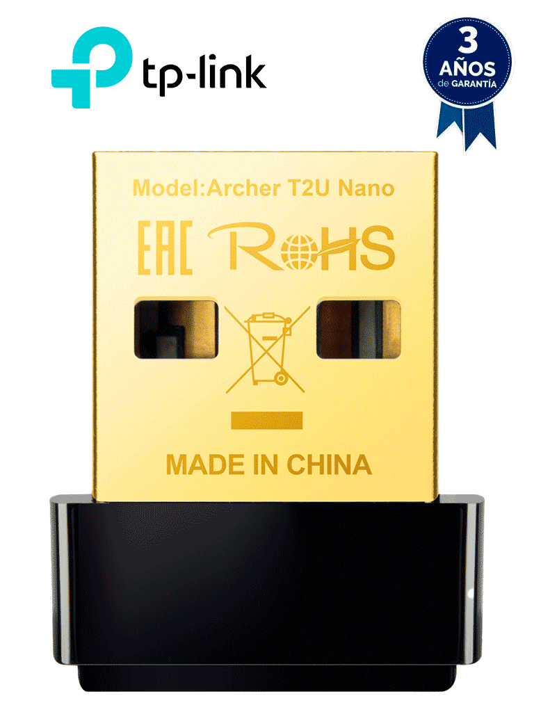 [ARCHER T2U NANO] TP-LINK Archer T2U Nano - Mini Adaptador USB inalámbrico de doble banda AC 600 Mbps con antena omnidireccional.