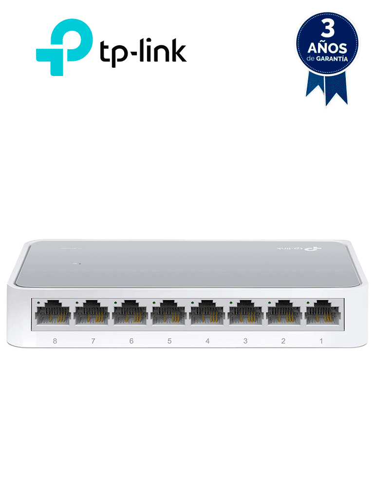 [TL-SF1008D] TP-LINK TL-SF1008D - Switch de escritorio con 8 puertos RJ45 Fast Ethernet, diseño de plástico y configuración plug and play.