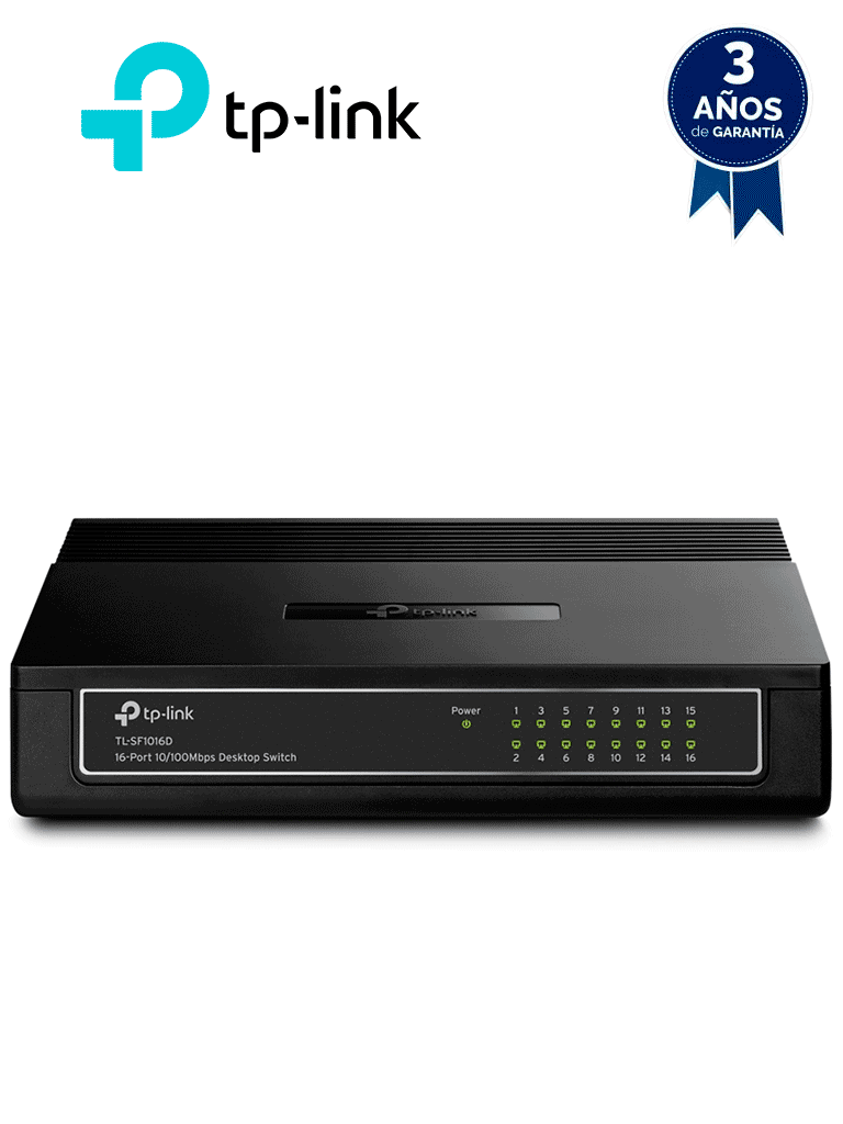 [TL-SF1016D] TP-LINK TL-SF1016D - Switch de escritorio con 16 puertos RJ45 Fast Ethernet, diseño en plástico y configuración Plug and Play.