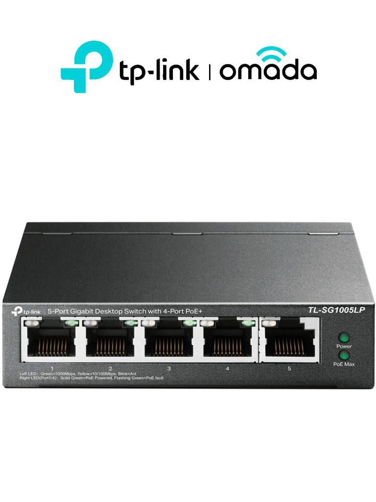 [TL-SG1005LP] TP-LINK - TL-SG1005LP - Switch de escritorio Gigabit de 5 puertos con 4 puertos PoE+