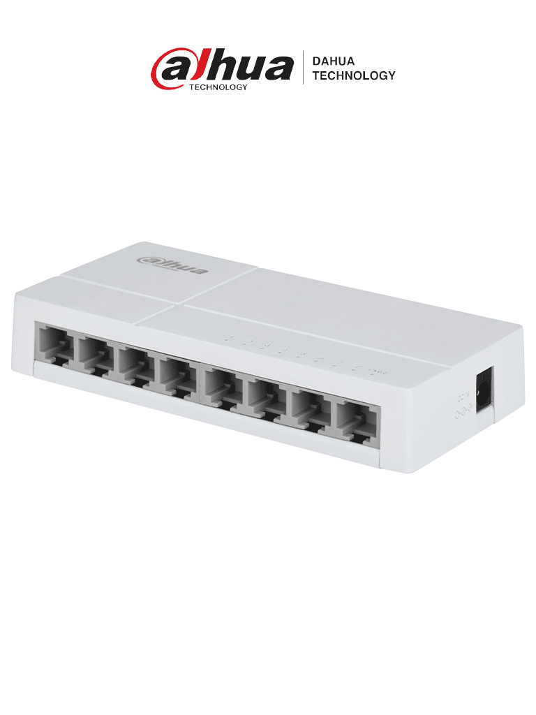[DH-SF1008L] DAHUA DH-SF1008L - Switch de Escritorio con 8 puertos Fast Ethernet (10/100 Mbps), diseño compacto de capa 2, con capacidad de switching de 1.6 Gbps y velocidad de reenvío de paquetes de 1.19 Mpps. Ideal para redes eficientes y compactas.