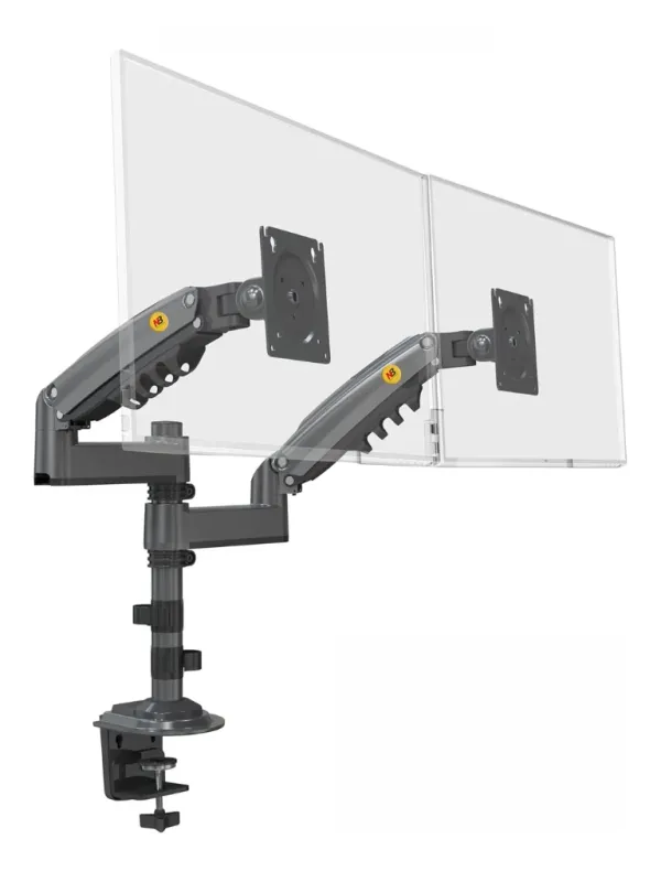 TCE H180  - Soporte de Escritorio Articulado para 2 monitores de 13 a 27" , Carga Máxima 9kg por brazo , VESA 75x75mm / 100x100mm , Ajuste de Inclinación y Rotación