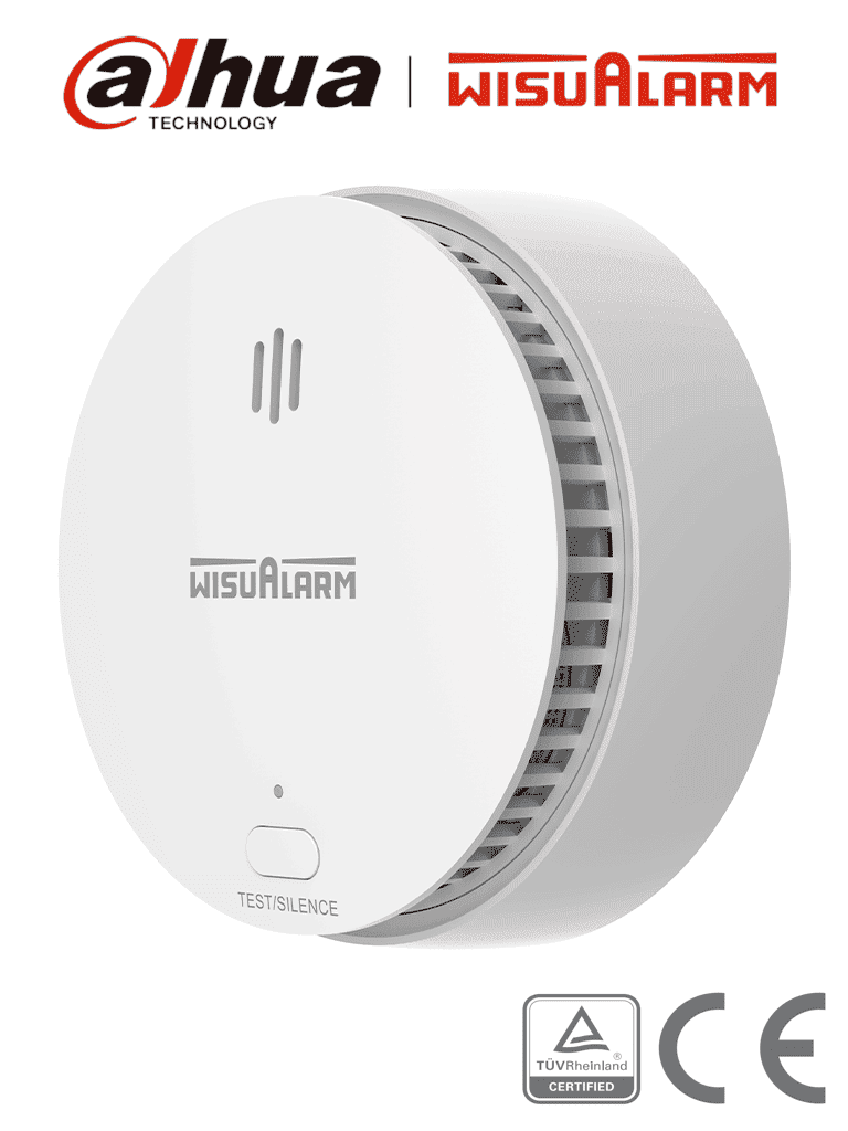 [DHI-HY-SA20B] DAHUA WISUALARM DHI-HY-SA20B - Detector de Humo Standalone (Autonomo), Sensor Fotoeléctrico, Sonido de Alarma de 85dB, Alarma Visual y Audible, Durabilidad de Batería hasta 5 años, Certificaciones TÜV and CE,