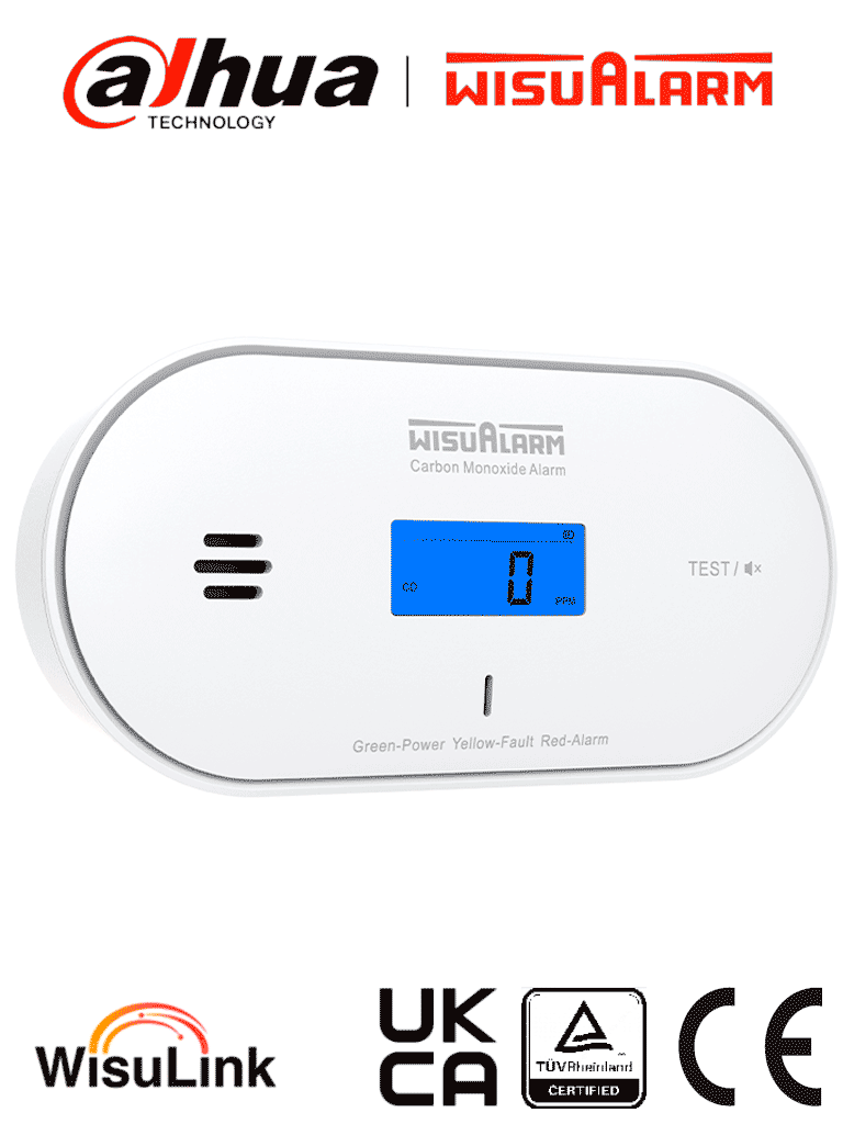 [DHI-HY-GC30A-R8] DAHUA WISUALARM DHI-HY-GC30A-R8 -Detector de Monóxido de carbón inalámbrico interconectado con sensor electroquímico de alto performance e interconexión inalámbrica con máximo 24 equipos,