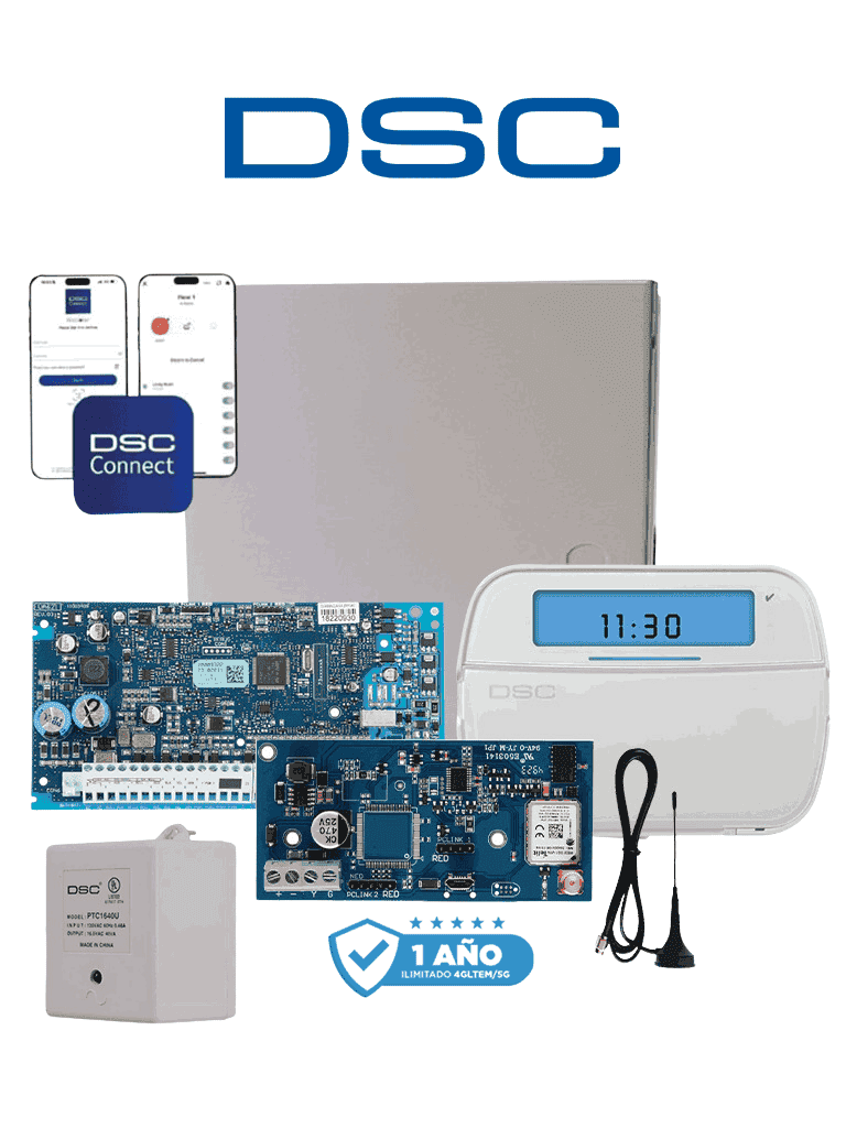 [NEO-ICONO-LE4050M] DSC NEO-ICONO-LE4050M- Kit Neo 32 Zonas  Panel HS2032/ Teclado Iconos HS2ICN/  Fuente PTC1640U / Gabinete GMX003 / Comunicador LE4050m con 1 año de servicio
