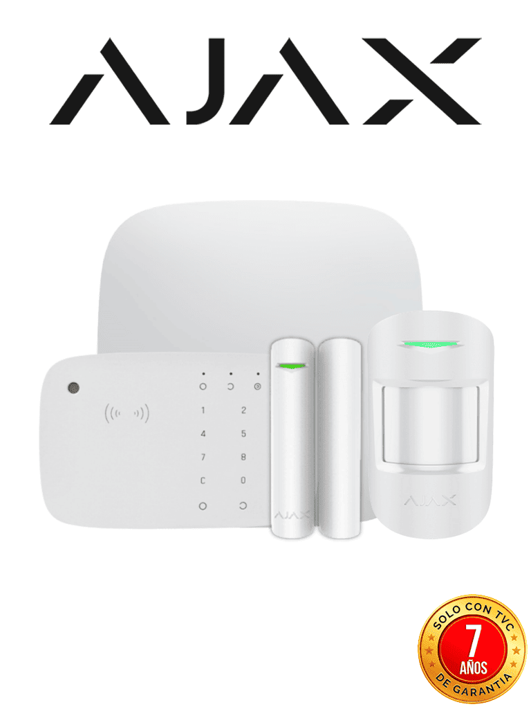[AJAX KIT HUB 4G COMBI] AJAX KIT HUB 4G KEYPADCOMBI - Panel de alarma Hub 4G conexión ETHERNET- 4G APP “AJAX PRO” iOS y Android , 1 sensor de movimiento, 1 detector puerta o ventana, 1 Teclado táctil inalámbrico con sirena incluida y lector DESFire.