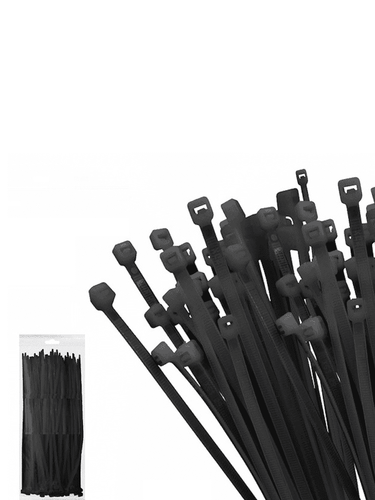 [LMG-SZS-4X200N] TCE LMG-SZS4X200N - Cincho de Nylon Color Negro, Bolsa con 100 piezas, Medida 3.6mm Ancho X 200mm Largo, Certificación UL 94V-2