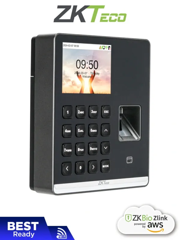 [SENSEFP M1] ZKTECO SenseFP M1 - Control de Asistencia con Huella Digital BioID+ (500), Tarjeta de Proximidad 125 kHz (500), Contraseña (500), 100,000 Eventos y Conexión Wi-Fi (Compatible con ZKBio Zlink)