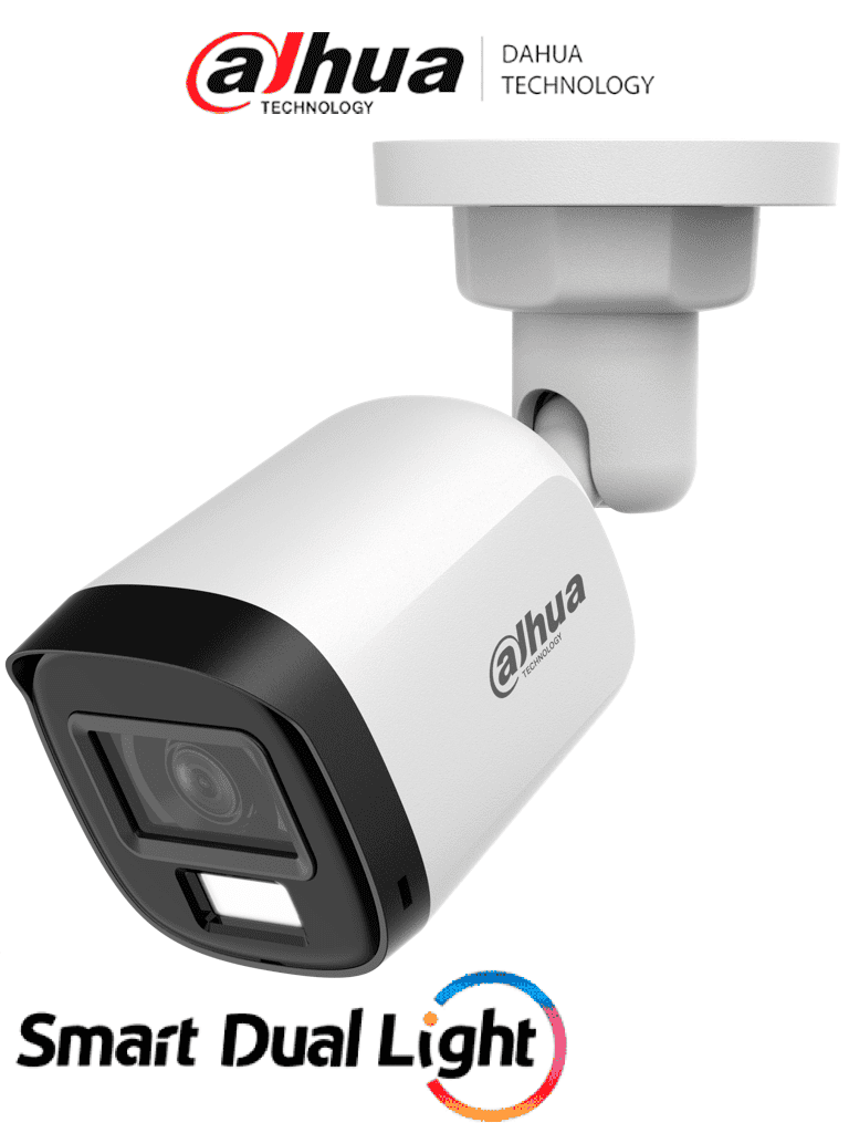 [DH-HAC-B2A21N-U-IL-A] DAHUA DH-HAC-B2A21N-U-IL-A- Cámara Bullet de 2 MP Serie Cooper/ Lente de 2.8 mm Apertura de Hasta 100°/ Micrófono Integrado/ Iluminador Dual Inteligente de Hasta 30Mts de IR y 20Mts Luz Calida/ Para Exterior IP67/ Metálica/