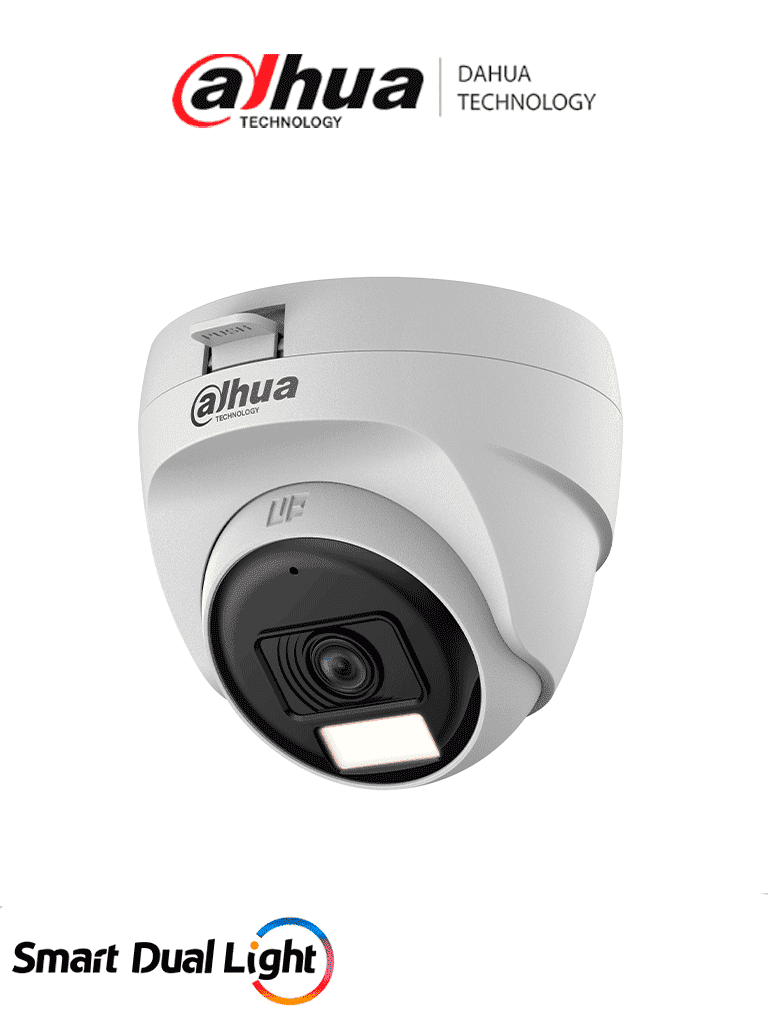 [DH-HAC-T1A21N-U-IL-A] DAHUA HAC-T1A21N-U-IL-A - Cámara Domo de 2 MP Serie Cooper/ Lente de 2.8 mm Apertura Hasta 100°/ Iluminación Dual Inteligente Hasta 25Mts con IR & 20Mts Luz Calida/ Micrófono Integrado/ Policarbonato/