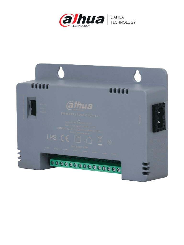 [DH-PFM344D-8CH-US] DAHUA DH-PFM344D-8CH-US - Fuente de Poder con Distribuidor para 8 Canales/12 vcd 4 Amperes/ Voltaje de Salida Ajustable de 12, 13.5 y hasta 15 vdc/ Protección de Voltaje/ Protección contra fuego V-0/ Certificación FCC/