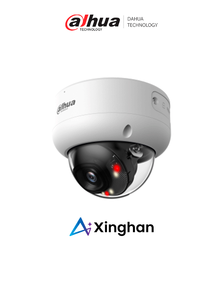 [DH-IPC-HDBW3249E-AS-IL] DAHUA DH-IPC-HDBW3249EP-AS-IL-0280B Cámara IP Domo Antivandálica de2MP/WizSense / Xinghan/SMD 4.0/IA SSA/ Iluminador dual inteligente/ AcuPick/ 2.8mm/ 100°/IR, luz cálida 40m/Micrófono incorporado/IP67/IK10/ E&S de Alarma y Audio/ Ranura MicroSD/