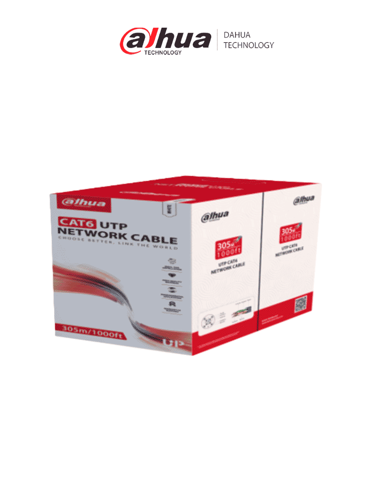 [DH-PFM920I-6UN-C-WHITE] DAHUADH-PFM920I-6UN-C-white- Bobina de Cable UTP Cat 6 100% Cobre/ Color Blanco/ 305 Metros/ para Interior/ Ideal para Redes y Video/ Certificado CPR Eca Retardante/ Estandares Q/DXJ 067-2019, EN50575-2014/  LSZH/