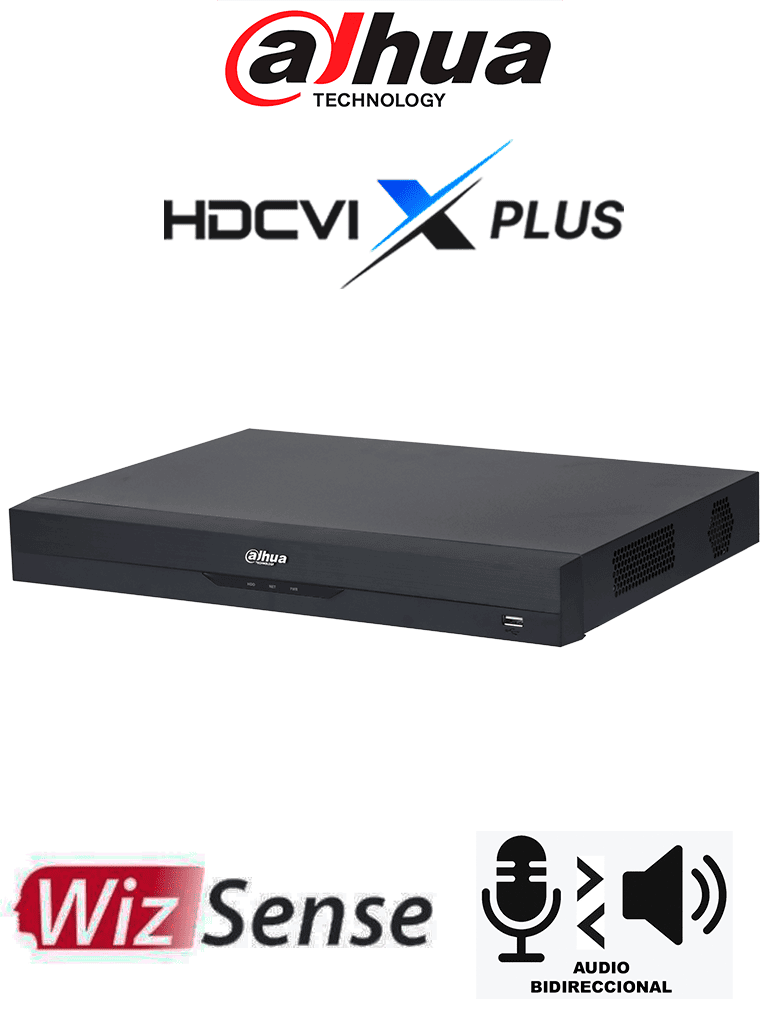 [DH-XVR4232AN-I/T] DAHUA DH-XVR4232AN-I-T - DVR de 32 Canales de 1080P Lite WizSense/ HDCVI X PLUS/ Audio Bidireccional/ H.265+/ Codificación IA/ 2 Bahías de DD/ 16 Ch con SMD Plus/ Búsqueda Inteligente/ Compatible con Dolink Care