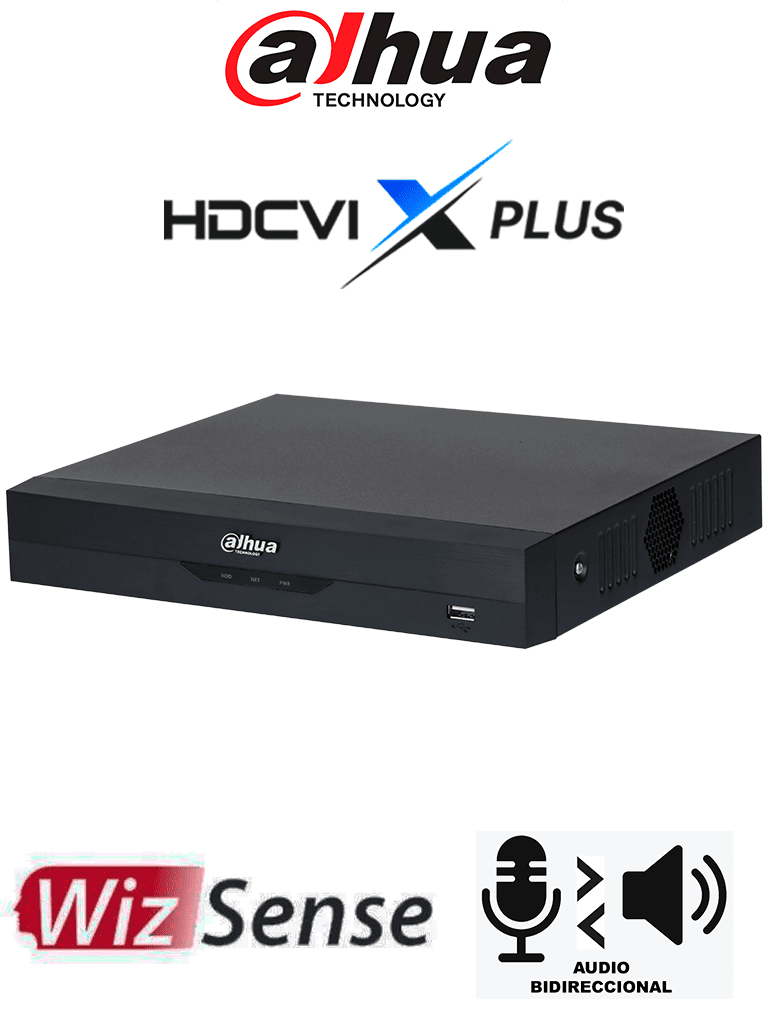 [DH-XVR5104HS-I3/T] DAHUA DH-XVR5104HS-I3/T -DVR de 5MP Lite con WizSense/HDCVI X PLUS/ Soporta 4 canales+ 2 IP o hasta 6 canales IP/Audio Bidireccional en los 4 Canales/  Reconocimiento facial y protección perimetral en 1 canal/incluye SDM Plus, codificación H.265+