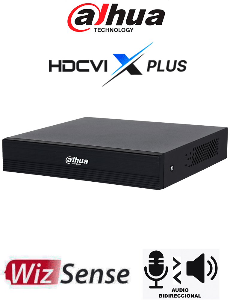 [DH-XVR1B08H-I/T] DAHUA DH-XVR1B08H-I/T - DVR de 8 canales 5MP Lite con WizSense y H.265+/ HDCVI X PLUS/ Audio Bidireccional en los 8 Canales/ Soporta 8 canales + 4 IP o hasta 12 canales IP/ SMD Plus y Búsqueda inteligente de Humanos y Vehículos/