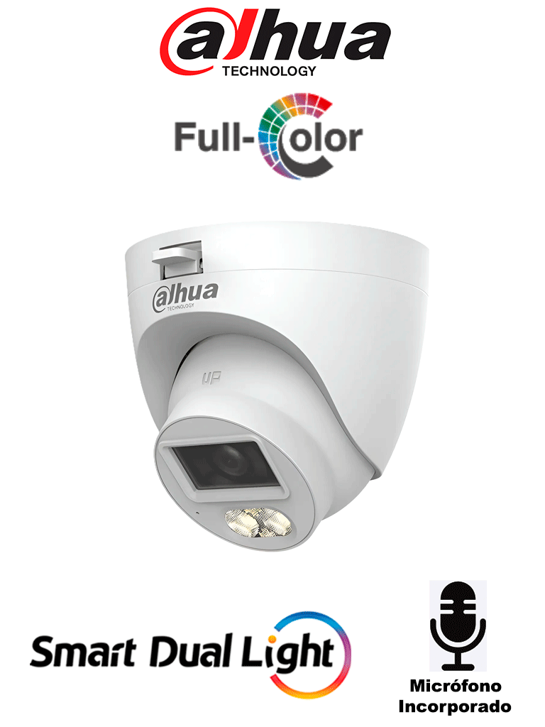 [DH-HAC-HDW1801TLQN-IL-A-S3] DAHUA DH-HAC-HDW1801TLQN-IL-A-S3 - Cámara Domo 4K/ HDCVI X PLUS/ Iluminador Dual Inteligente/ Micrófono Incorporado/ Angulo de visión de 106°/ Iluminación de hasta 20 mts con IR o Luz Cálida/ WDR real de 120 dB