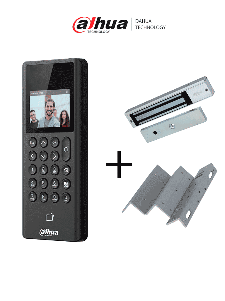 [DHI-ASI3203E	DHI-ASF280ZL-V1 	DHI-ASF280A-V1] DAHUA Paquete de Control de Acceso y Asistencia con Reconocimiento Facial  +  Soporte en ZL + Cerradura Magnetica de 600 Lbs/ 280 Kg