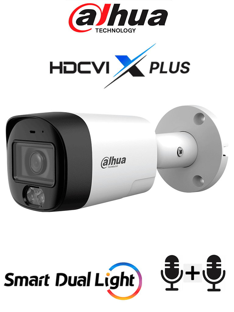 [DH-HAC-HFW1801RMN-IL-T] DAHUA DH-HAC-HFW1801RMN-IL-T -Cámara Bullet 4K/ HDCVI X PLUS/ Lente 2.8mm / Audio Bidireccional/ 106 Grados de Apertura/ Iluminación Dual Inteligente IR y Luz Calida de Hasta 30Mts/ WDR Real de 120 dB/ Soporta CVI & TVI & AHD & CVBS/ Metálica
