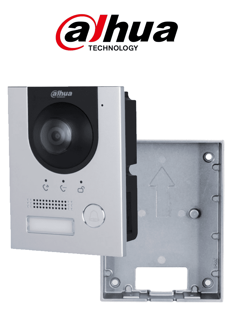 [DHI-VTO2201F-P-S2+VTM115] DAHUA  Paquete de Frente de calle DHI-VTO2201F-P-S2 IP 2MP/ IK 07/ IP 65/ Control de Cerradura/ Aluminio/ Compatible con App DMSS/ Apertura remota/ Alimentación a 12V+ Caja de insatalación en muro VTM115 de video portero DAHUA