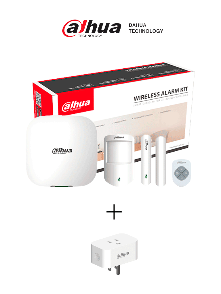 [DAHUA PAQUETE SMART HOME] DAHUA PAQUETE SMART HOME - Paquete de intrusión y domótica residencial, Incluye: KIT ART-ARC3000H-03-W2 + conector inteligente DHI-ICS2-W2 GRATIS, App DMSS, Frecuencia 433 MHz, Tecnología: AirShield