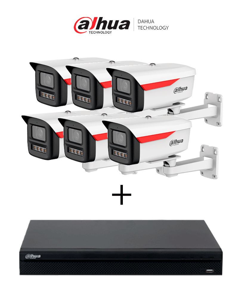 [DH-IPC-HFW2249MP-S-LED-0360B-B-PRO+ NVR1108HS-8P-S3/H] Paquete DAHUA DH-IPC-HFW2249MP-S-LED-0360B-B-PRO- 6 Cámara IP Bullet de 2MP/WizColor/WizSense + DAHUA NVR1108HS-8P-S3/H - NVR de 8 Megapixeles/ 4k/ 8 Canales IP/ 8 Puertos PoE