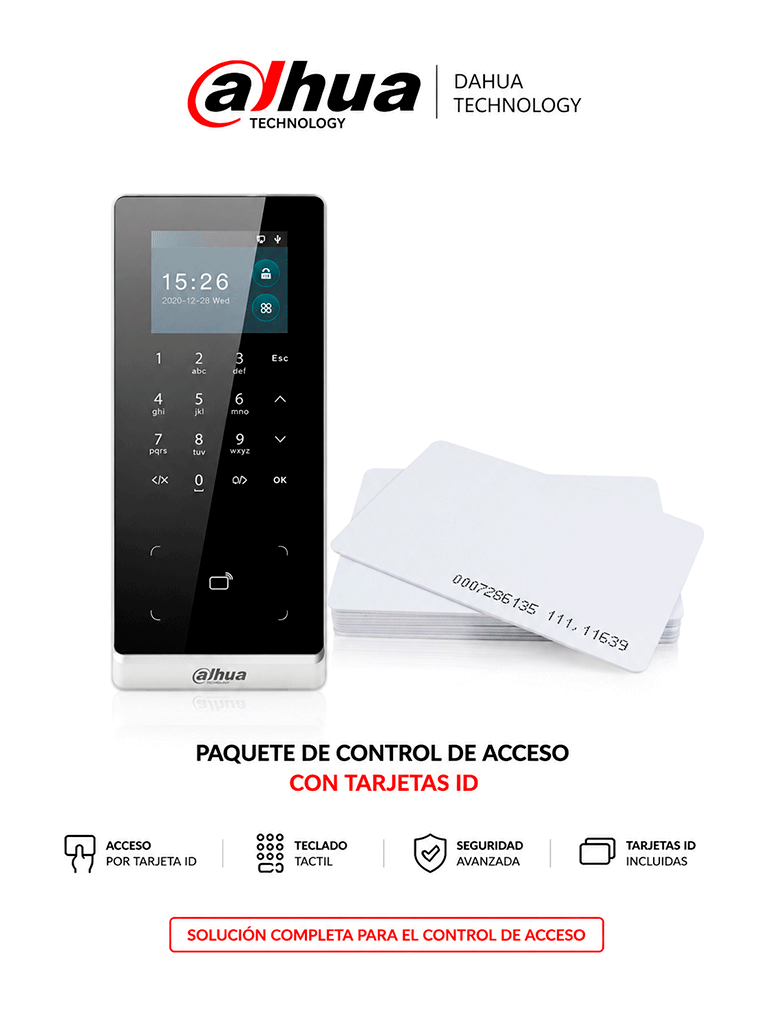 [ASI2201H-DW + ID-EM] DAHUA ASI2201HDWIDEM - Paquete de Control de Acceso Wifi con 50 Tarjetas ID 125 Khz GRATIS