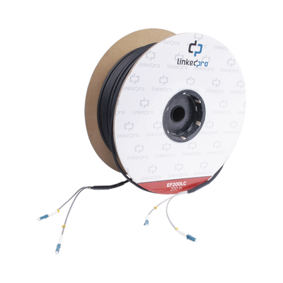 [EF-200-LC] Carrete de Fibra Óptica Monomodo con Conectores LC-LC Duplex, Reforzada con Kevlar, de 200 Metros (656.17 Pies), Para Instalaciones Subterráneas por Tubería