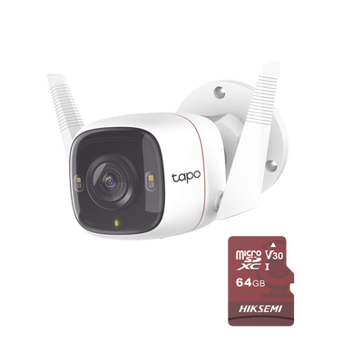 [TAPO-C320WS/HS64] Kit de Cámara IP Wi-Fi / Incluye 1 Pieza Modelo TAPO-C320WS / Utiliza La App Tapo / 1 Memoria Micro SD Modelo Mod HS-TF-E1/64G