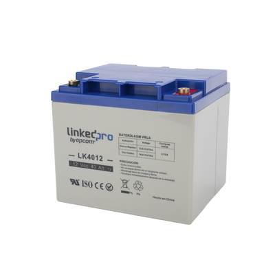 [LK4012] Batería de respaldo 12 V | 40 Ah | AGM | Especial para Seguridad Electrónica | UPS | Sistemas de Emergencia | Certificada UL | Vida útil 5 años | Terminales T2